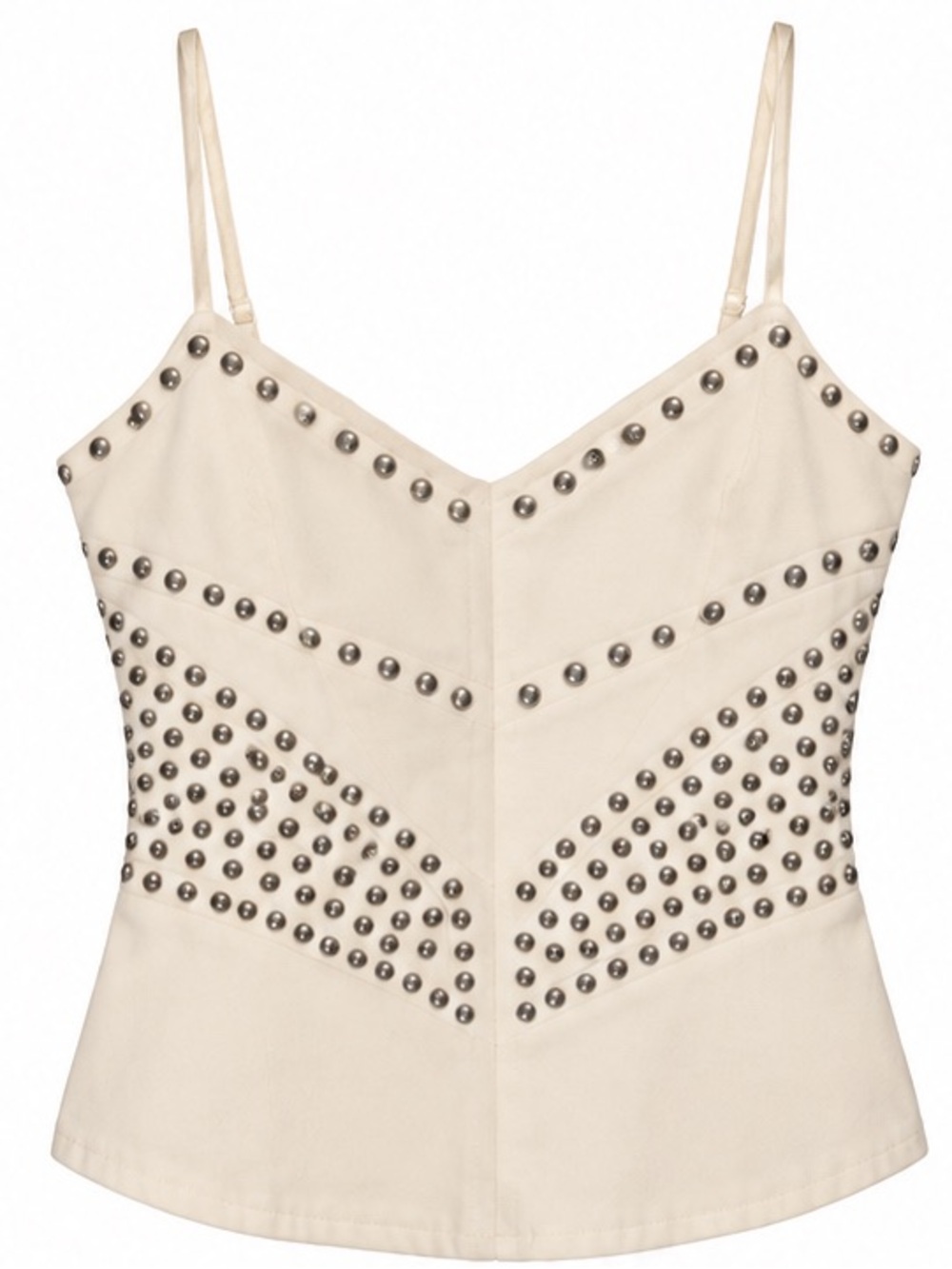 Rock & Republic Ivory Studded Corset Bustier Top Y2K Size M
